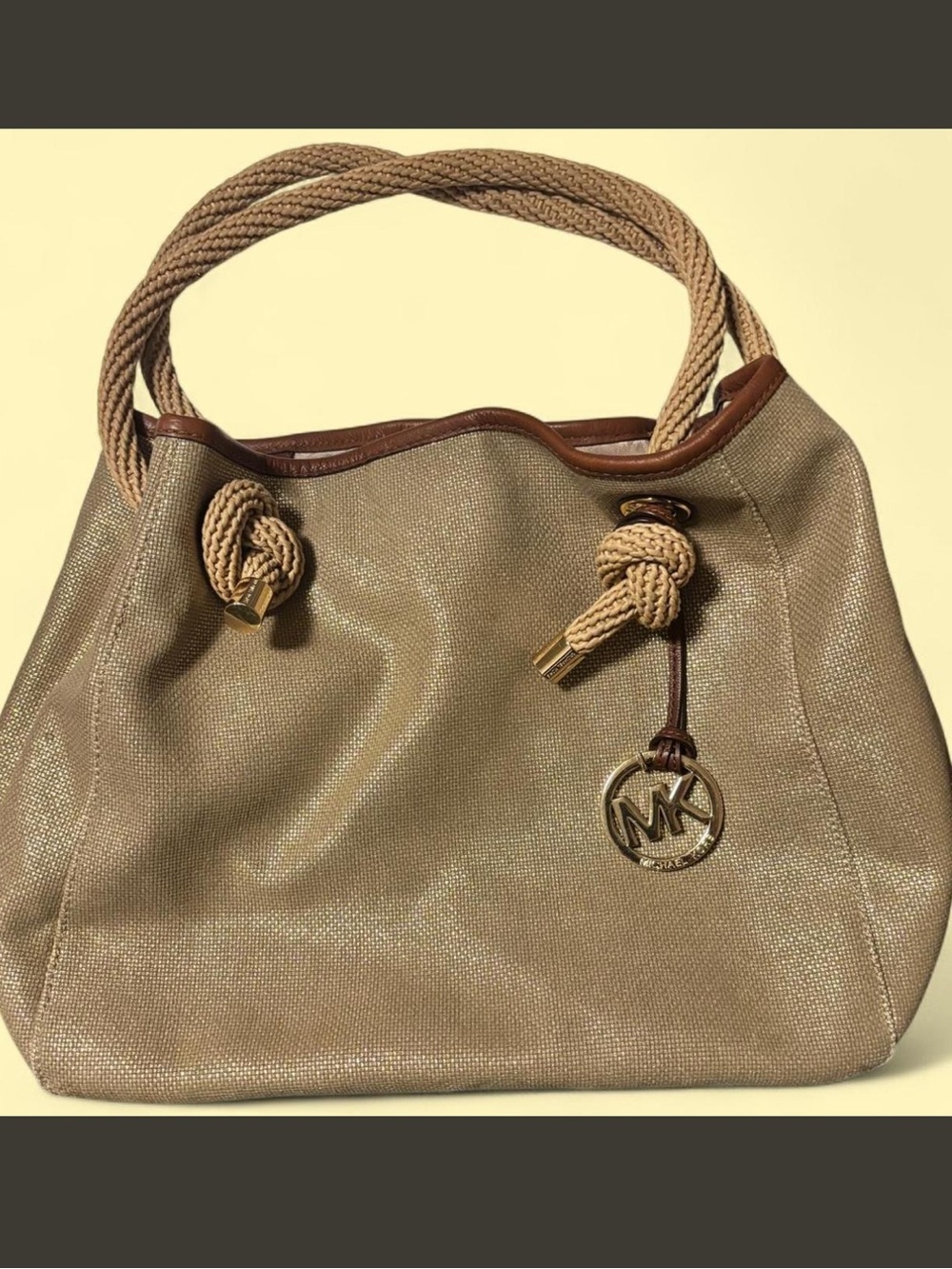 Michael Kors Isla Marina Metallic Gold Satchel Bag